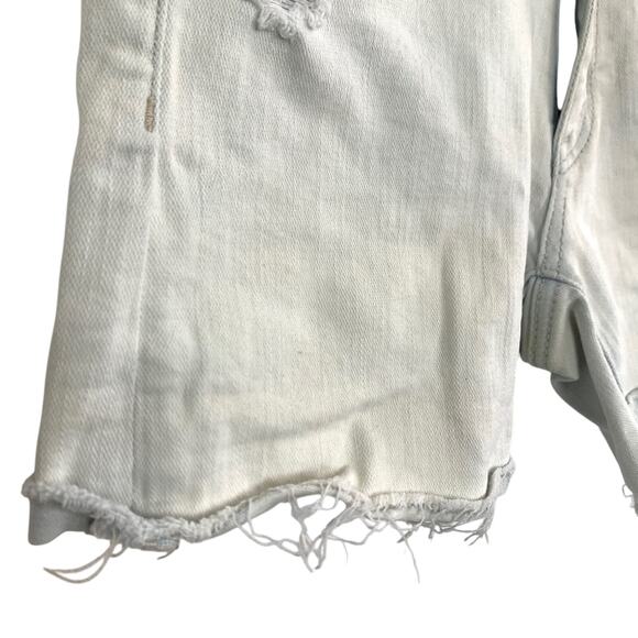 American Eagle Hi Rise Shortie Distressed Light Blue Wash Raw Hem Shorts sz 00 - Picture 11 of 16
